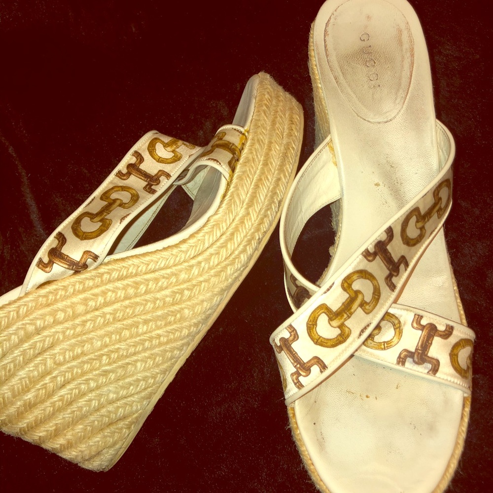 Authentic Gucci “horsebit” wedges.